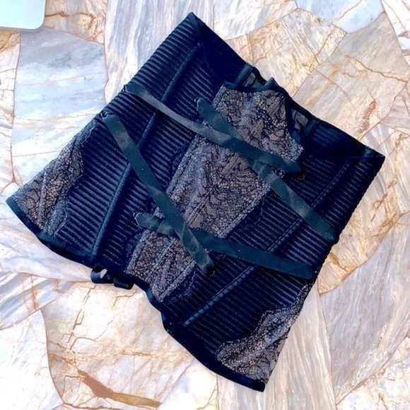 VS Satin Ribbon Cupless Corset Waist Cincher Medium